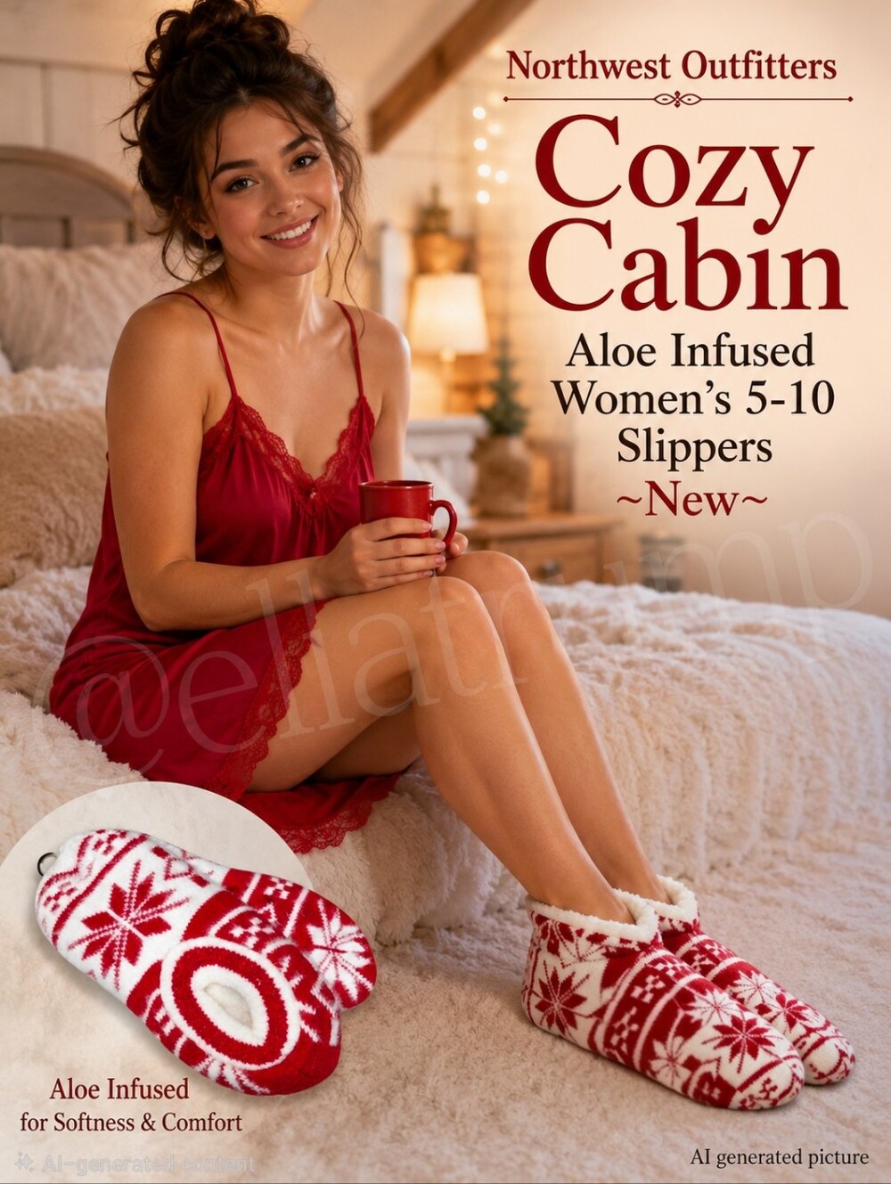 Northwest Outfitters Cozy Cabin Aloe Infused Women's 5-10 Slippers New